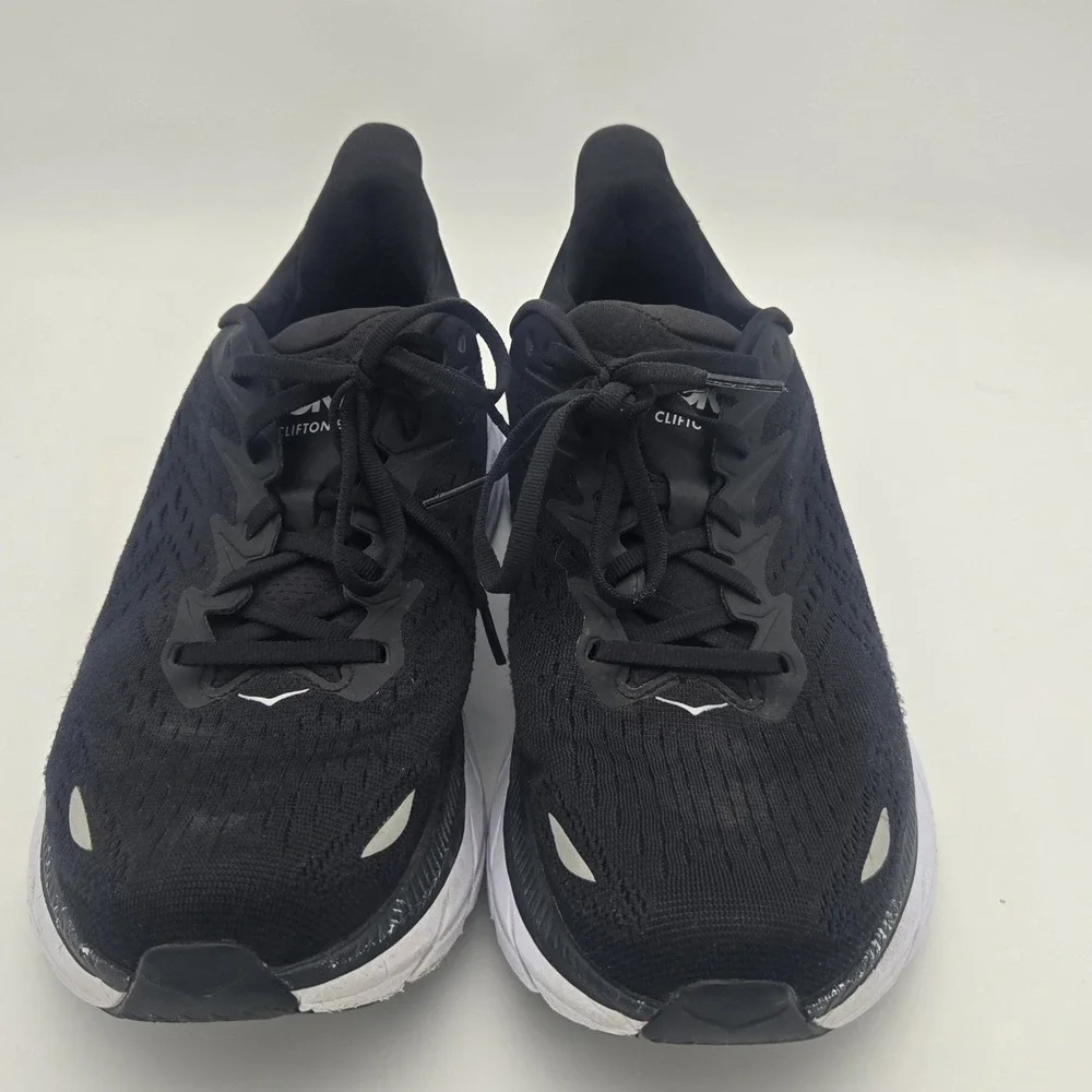 Hoka One One Clifton‎ 8 Black White Running Shoes Mens Size 10.5D 1119393